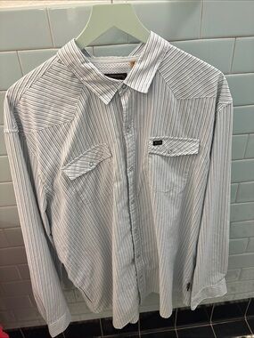 Howler Brothers Light Blue and White Striped Button-Down Shirt